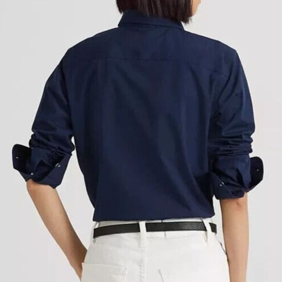 Lauren Ralph Lauren Women's Sz XS Navy Non-Iron Straight-Fit L/S Shirt - Picture 11 of 11